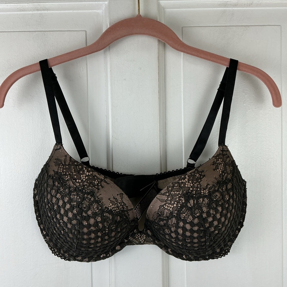 Victoria's Secret Very Sexy Push Up Bra Black & Tan Lace 34DD